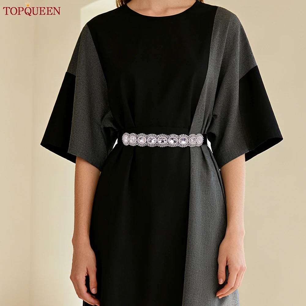 TOPQUEEN Fashionable Black Elastic Belt Wide Elastic Waistband Women's Waist-Defining Belt Dress and Coat Accessories S254