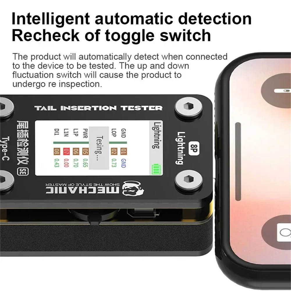 MECHANIC T-824SE Tail Insertion Tester Intelligent Detection High Precision Digital Display Current Power Check Type-C/Lightning