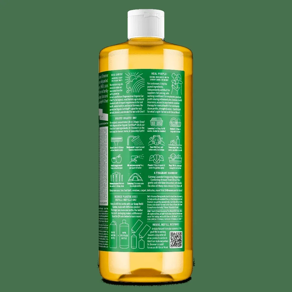 Жидкое мыло с миндалем и чистой кастилью, экологически чистое, универсальное, для мытья тела, лица, рук, веганское, без жестокости, для ежедневного использования, с ароматом, 32 унции