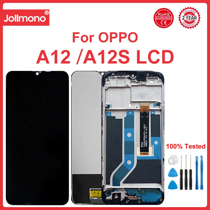 For OPPO A12 A12S Display LCD With Frame Touch Screen Digitizer Assembly Replacement CPH2083 CPH2077