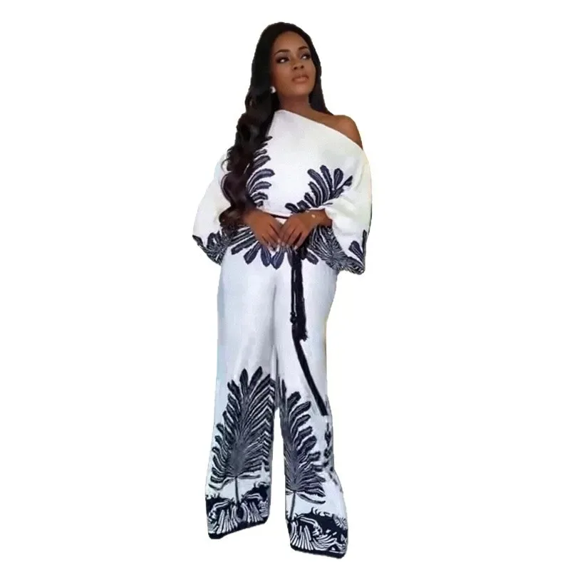 

Dashiki African Clothes for Women Autumn Elegant African Long Sleeve Polyester Printing Long Jumpsuit Casual Africa Clothing