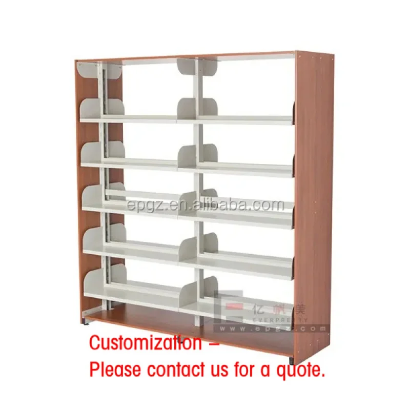 custom.Modern School Library Furniture Double Sided Book Shelf