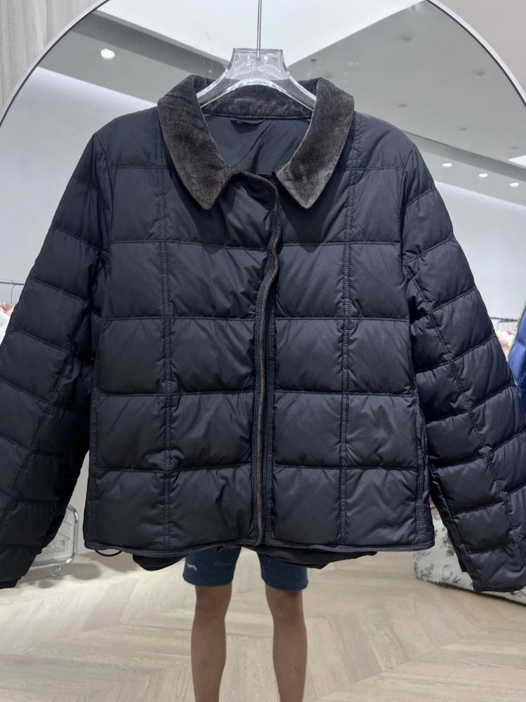 Winter 90% White Duck Puffer Coat Women Lightweight Down Jacket 2025 New Lapel Simple Office Color Matching Short Parkas Outwear