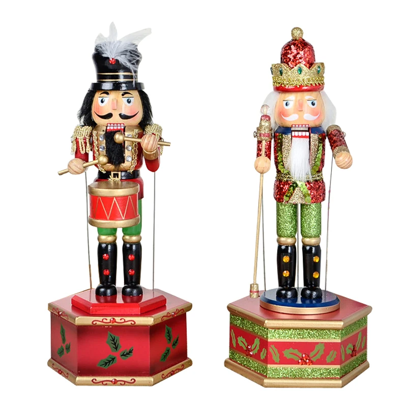 D335 Movable doll puppets 32CM handmade painted music nutcracker , Christmas gift Hand-painted ,2pcs/lot