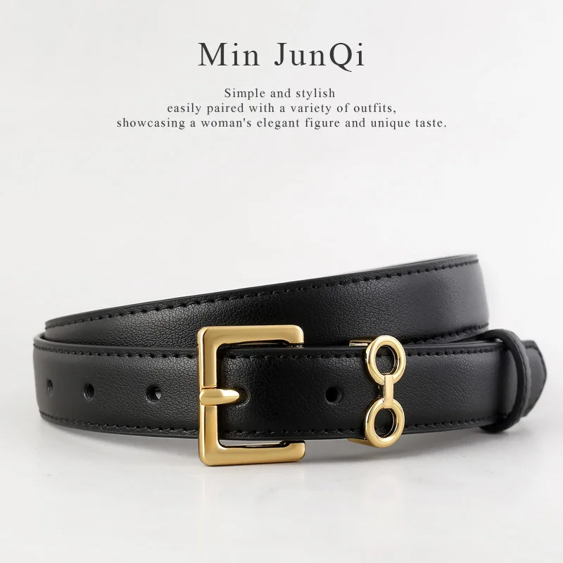 Classic Black Brown Split Leather Jeans Belts for Women Vintage Metal Pin Buckle Cowskin Waist Belts Corset Ceinture Pour Femme
