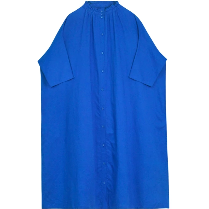 Ele coupe ample lin Dr minceur grande taille Vintage Sle t-shirt quart Sve Long Dr pour les femmes réduction de l'âge moyen