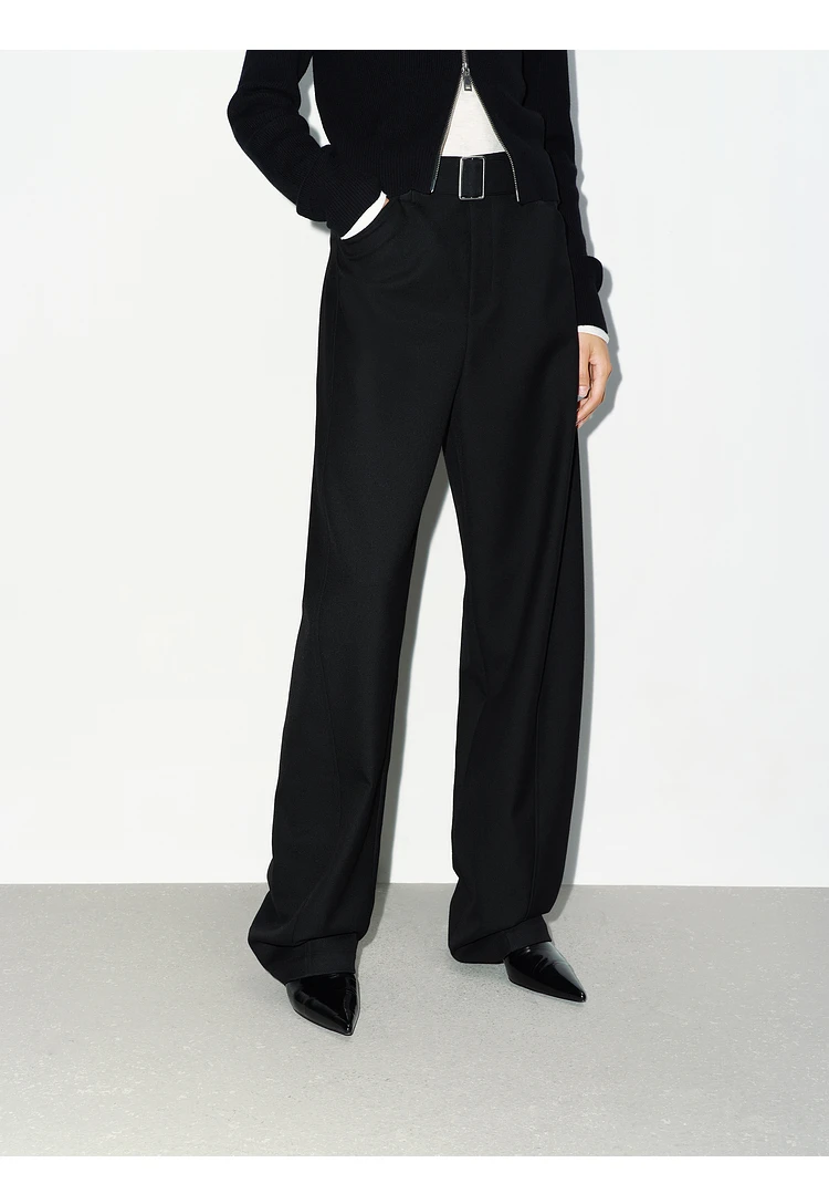 

MC wool mid-waist straight and floor sports trousers