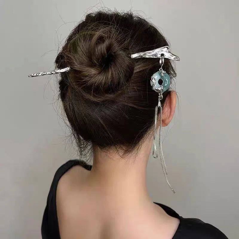 Bastoncini per capelli con nappe in metallo donna fiore farfalla perle panino per capelli Updo forcine coda di cavallo fermaglio per capelli