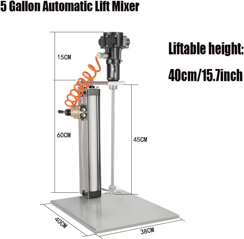 umatic Mixer Machine, 5 Gallon Pneumatic Mixer With Stainless Steel Dope Barrel Paint Blender Agitator Auto Lifting