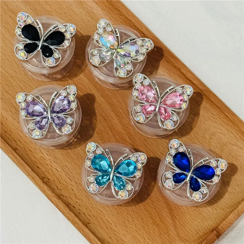 

Luxury Diamond Butterfly Mobile Phone Finger Ring Holder Phone Bracket Stand Socket Phone Stand For iPhone 15 Mobilephone Holder