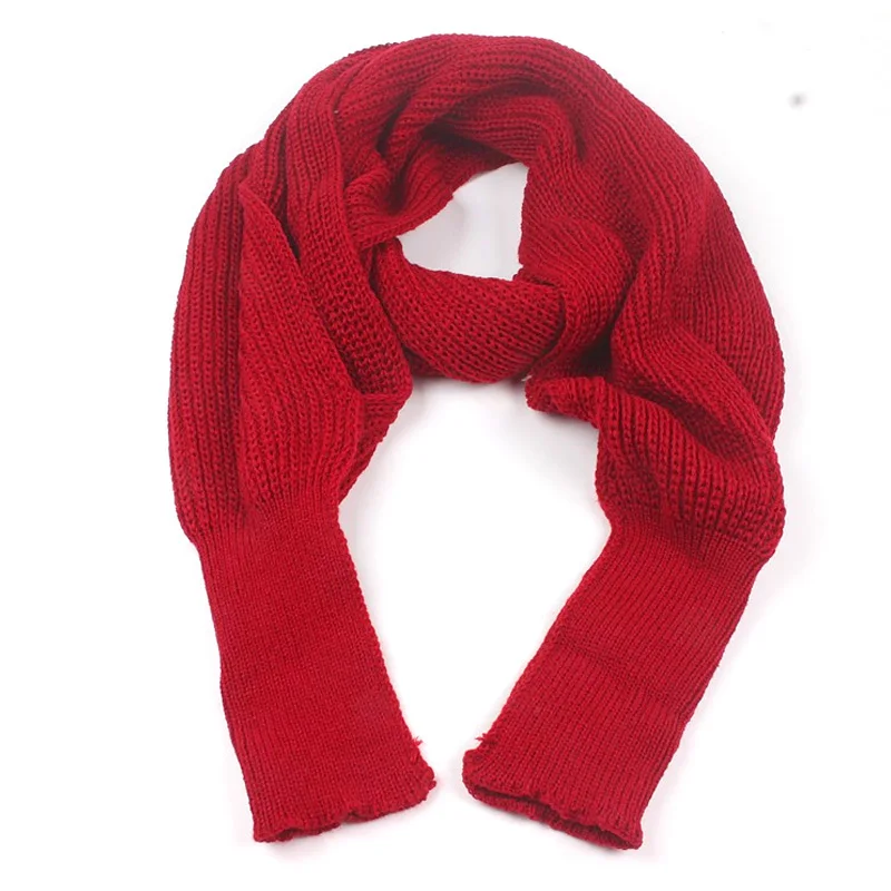 Fashion Women Knitted Sweater Tops Scarf With Sleeve Wrap Winter Warm Shawl Scarves Sweaters Soft Neckerchief Neck Warmer