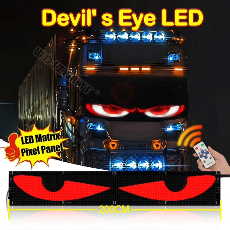 Devil's Eye LED Truck Sign Remote Control scrolling Animation LED Matrix Pixel PanelLED Display Light for Car Truck windshield