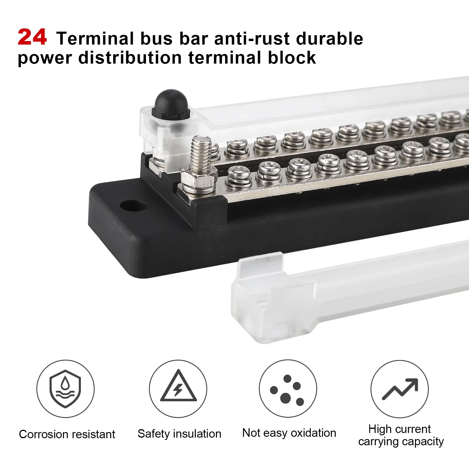 24 محطات حافلة بار توزيع الطاقة كتلة صف مزدوج 150A 48 فولت تيار مستمر مع غطاء M4 M6 محطة ترصيع لسيارة قارب شاحنة RV تخييم #6