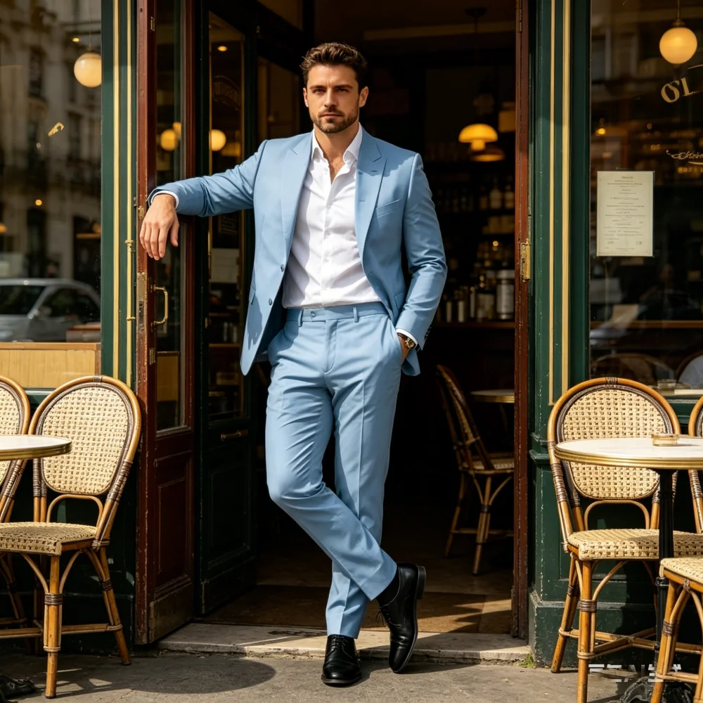 

Men's British-Style Two-Piece Suits Plain-Colored Business Casual Functional Wedding Workwear Functional Suits
