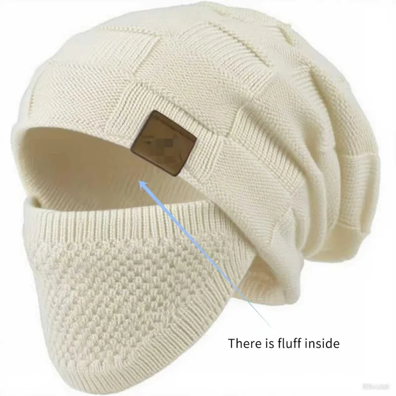 Men Winter Cycling Hat Warm Windproof Mask Integrated Thermal Pullover Classic Plaid Hat Outdoor Sports Cap European American
