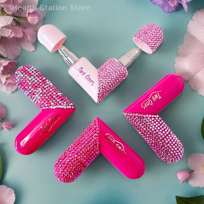 Przenośny 2w1 podróżny flakon na perfumy 5ml+5ml w kształcie serca, atomizer wielokrotnego napełniania, podwójna głowica, mini dozownik zapachów ABS