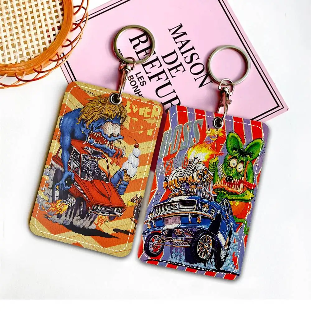 Porta-cartões retangular engraçado R-Rat F-Fink, porta-cartões de crédito crachá, porta-cartões de identificação de estudante, capa de cartões de ônibus