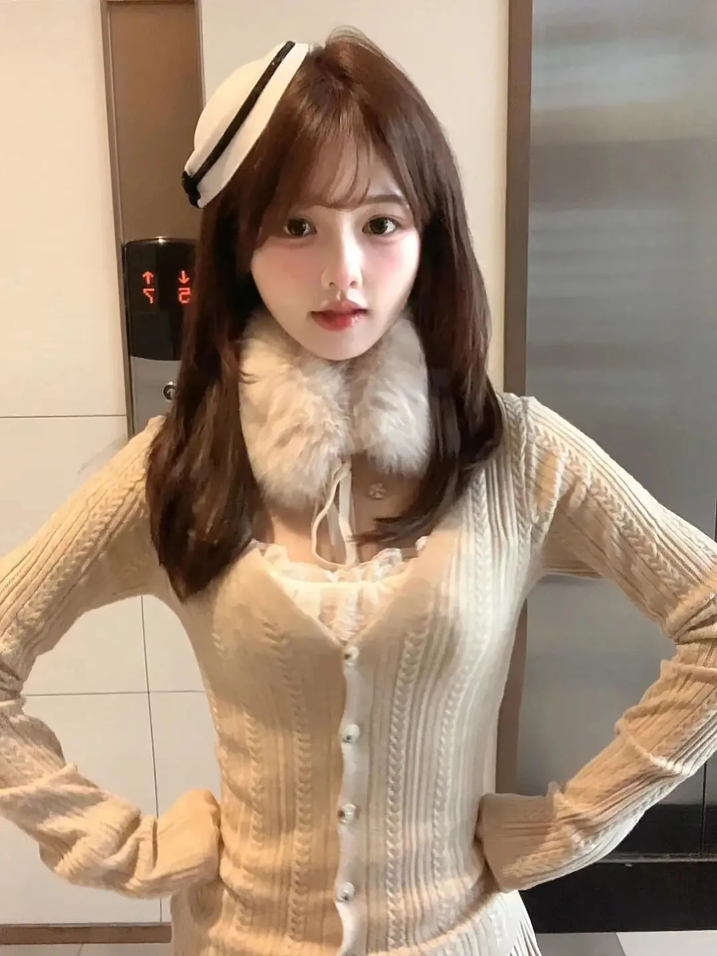 

Oaeal Кардиган Кружевной внутренний комплект с теплым шарфом Женский весенний новый чистый повседневный длинный свек обычной длины Faion...