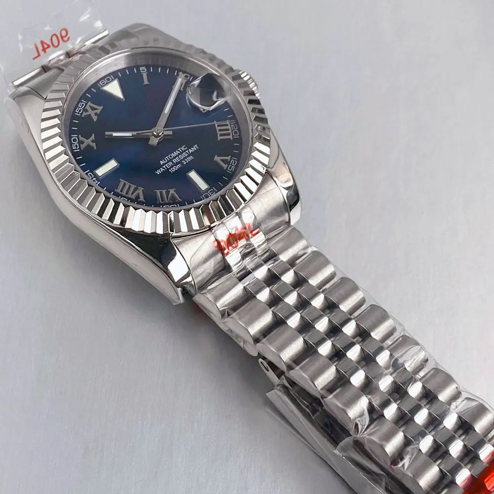 Day Date DJ stely 36/39mm Roman Number Curved Braided Automatic Watch Men S NH35AA Sapphire Crystal Sunburst Luxury