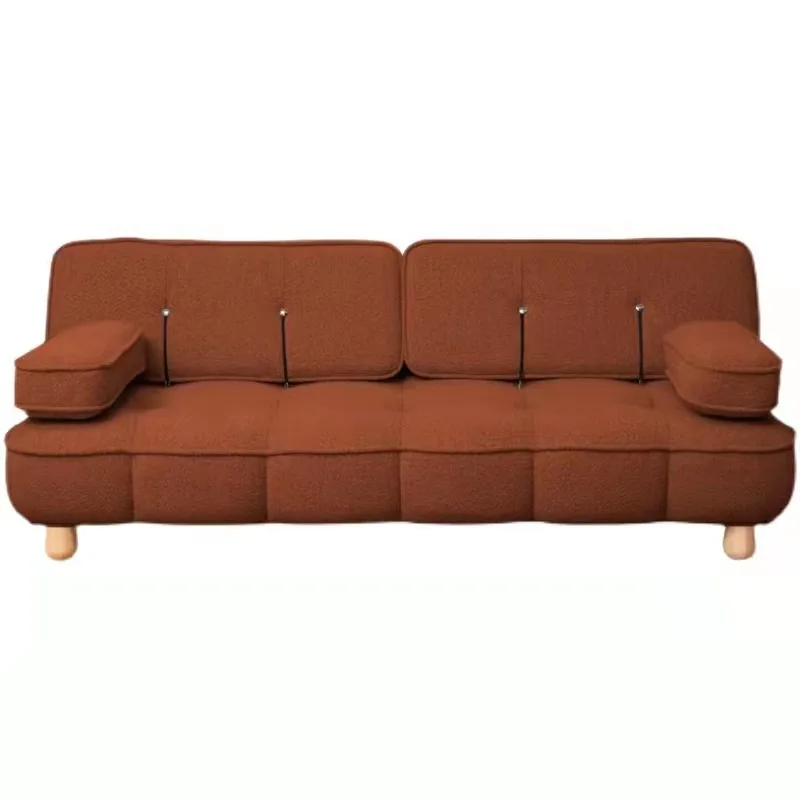 

Retro cookies, fabric sofa bed, living room sitting and sleeping, cream minimalist folding sofa