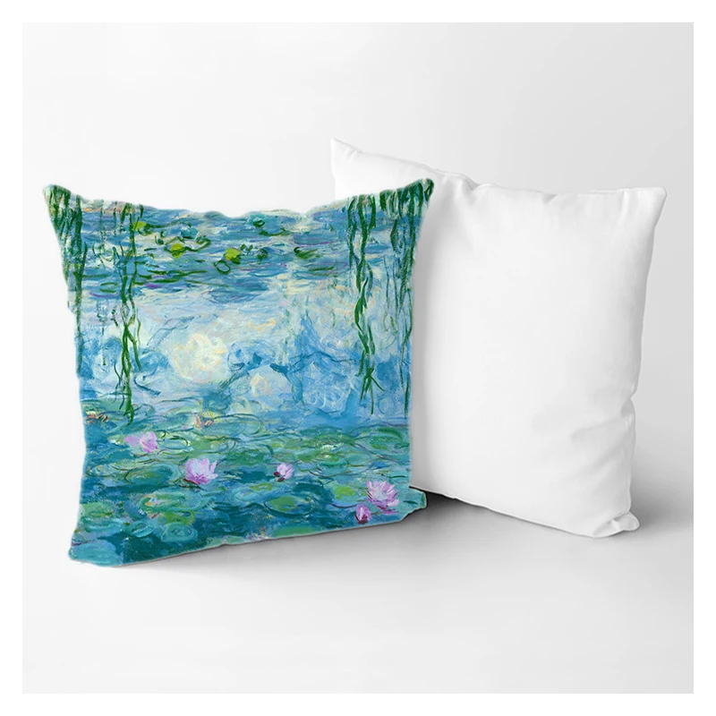 Sofa Scenery World Famous Painting Oil  Decorative Pillow Cover Home Printing Cushion