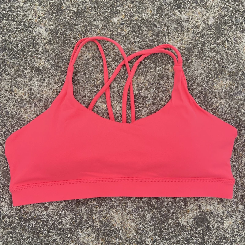 Women Cross Straps Sports Bra Gym Workout Crop Top Yoga Vest High Impact Fitness Bralette Push Up Running Tight Padded Underwear image 2
