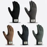 Wool Cashmere Gloves Touch Screen Winter Men Knitted Gloves Solid Color High Quality Winter Autumn Thicken Warm Coldproof 2