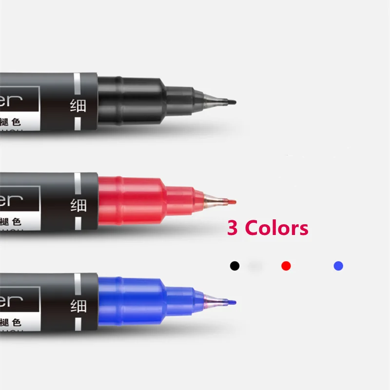 ديلي المزدوج تلميح قلم تحديد 3 قطعة/المجموعة مقاوم للماء علامات دائمة أسود أزرق أحمر الحبر مستودع الاستخدام المنزلي
