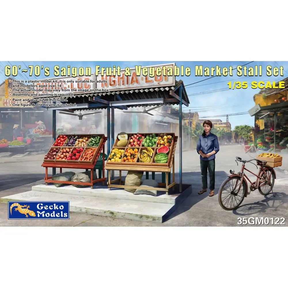 Gecko Models 35GM0122 1/35 60'-70's Saigon Fruit & Vegetable Market Stall Set - Scale Model Kit