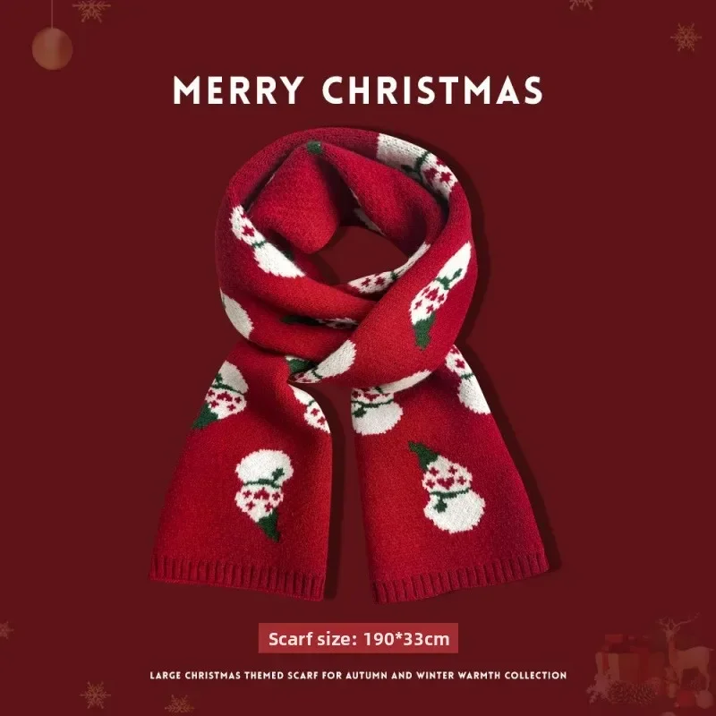 Warm Knitted Scarf for Women in Red Wool Yarn for Autumn Winter New Year Birthday Christmas Gifts Lucky Year Neck Warmer