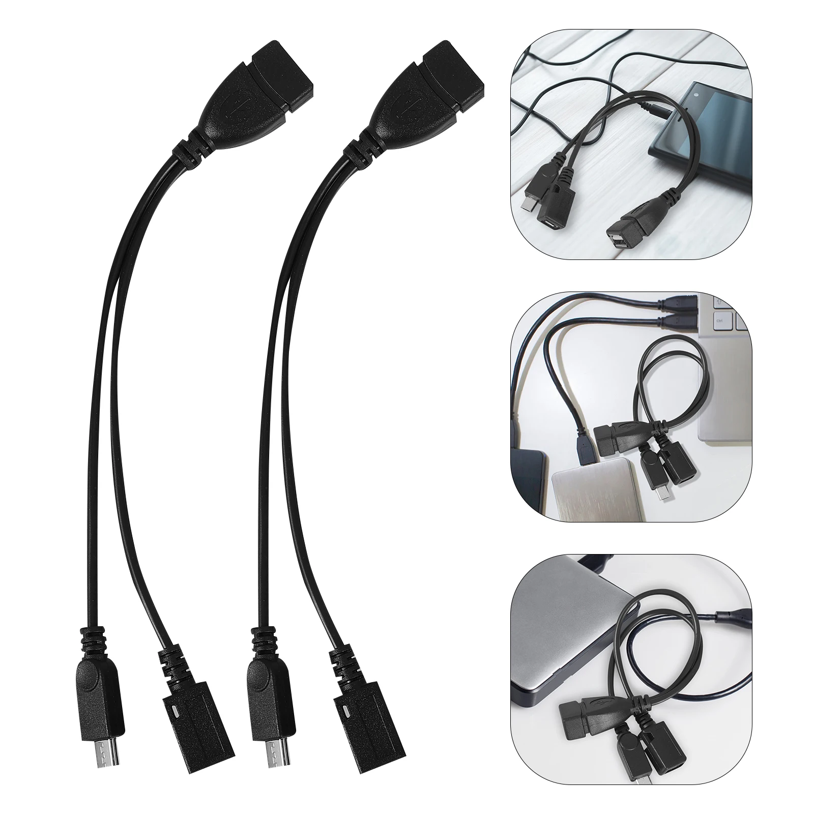 

2pcs Micro Usb To Usb-A Otg Adapter Cable For Phone Tablet Sync Charging Data Cable Fat32 Support U Disk Hard Drive