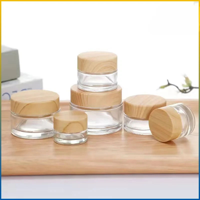 1 Stuks Matglazen Pot Met Houten Deksel Lege Room Potten Cosmetische Container Cosmetische Dispenser Tool Lekvrij