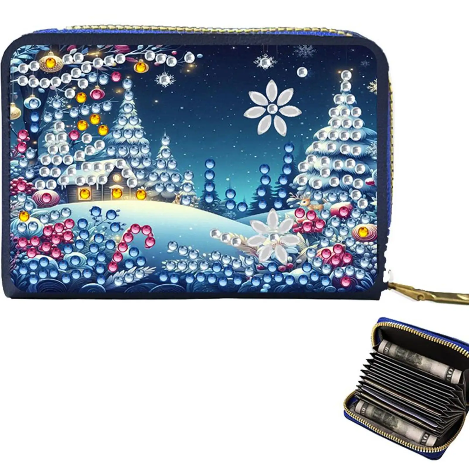 

DIY Diamond Art Diamond Dot Card Pack 5D Diamond Painting Pouch (Snow Scene)