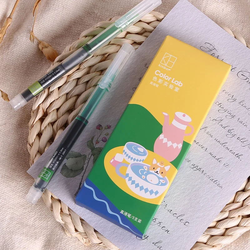 كينبور سريعة الجافة مستقيم السائل القلم المياه القائمة أقلام مع الأساسية الداخلية الحلوى اللون 0.38 مللي متر الحبر محايد القلم الإبداعية رسمت باليد