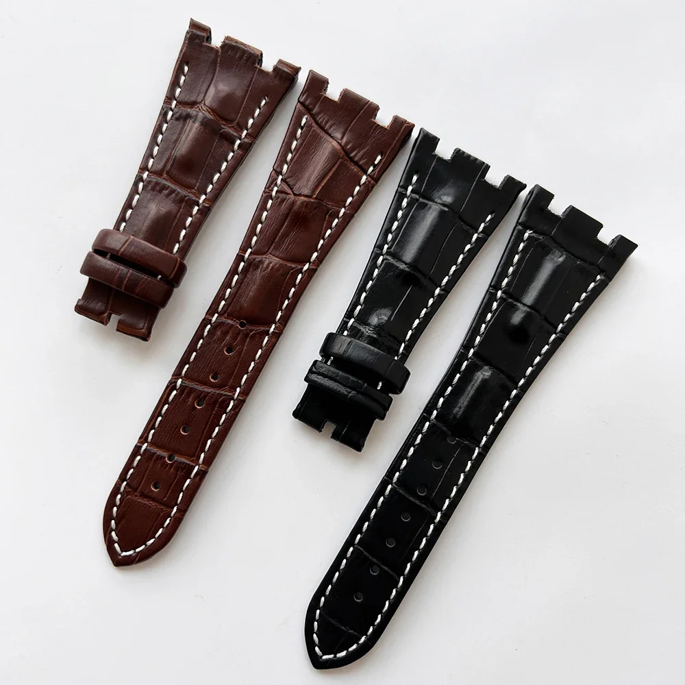 

Genuine Leather Watchband 28mm Double Notch Bracelet Leather Watch Strap Band For AP Watches Replacement