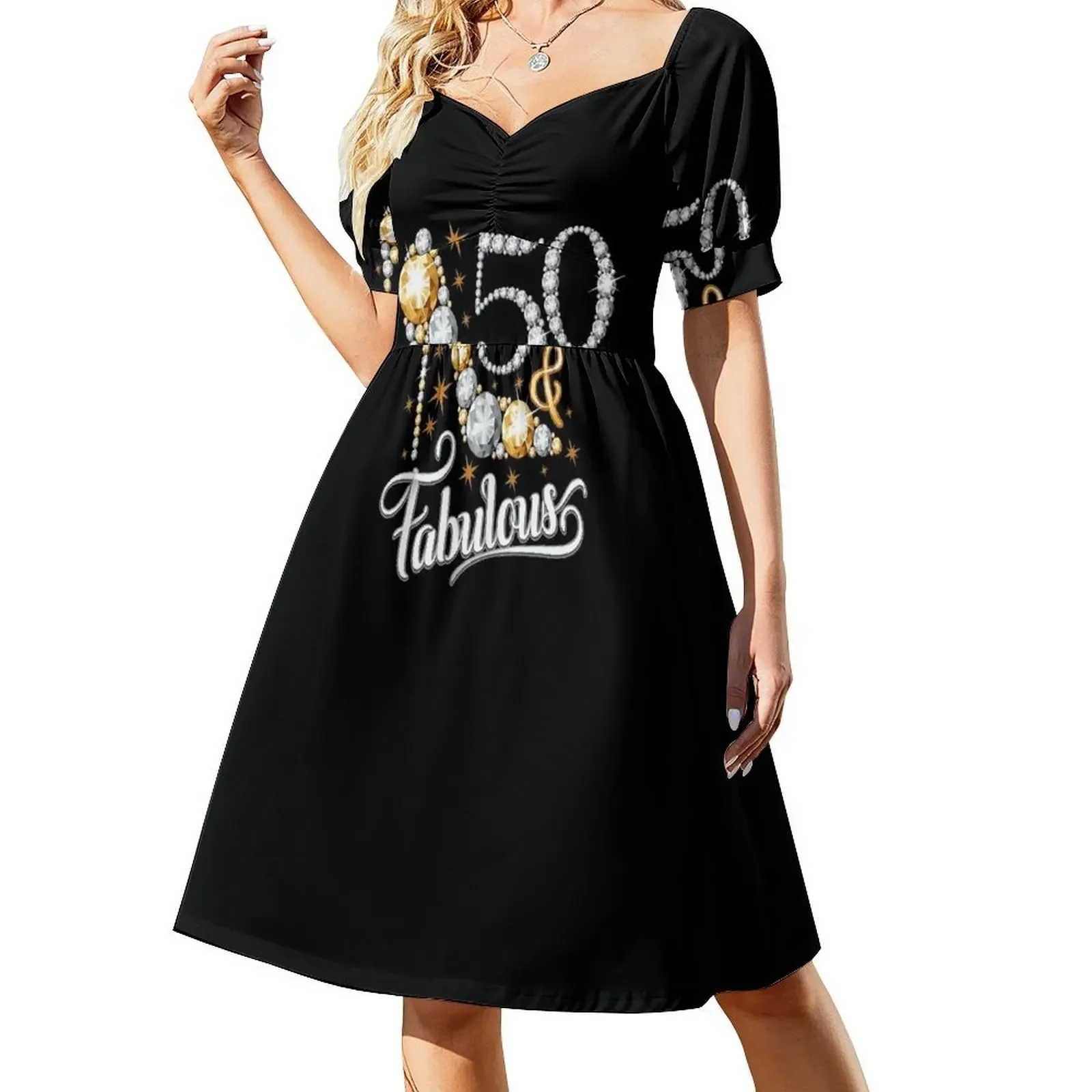 

50th Birthday T-shirt. Fifty and Fabulous t shirt for ladies, women. Short-Sleeved Dress Clothing female clothes for women