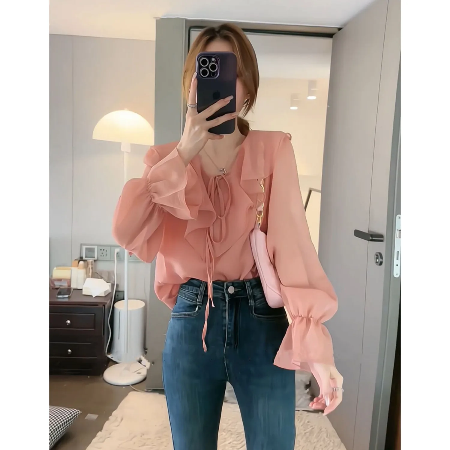 Western Style Age Reducing Sweet Chiffon Shirt for Women High-end Design Niche French Style Super Fairy Outfit Top