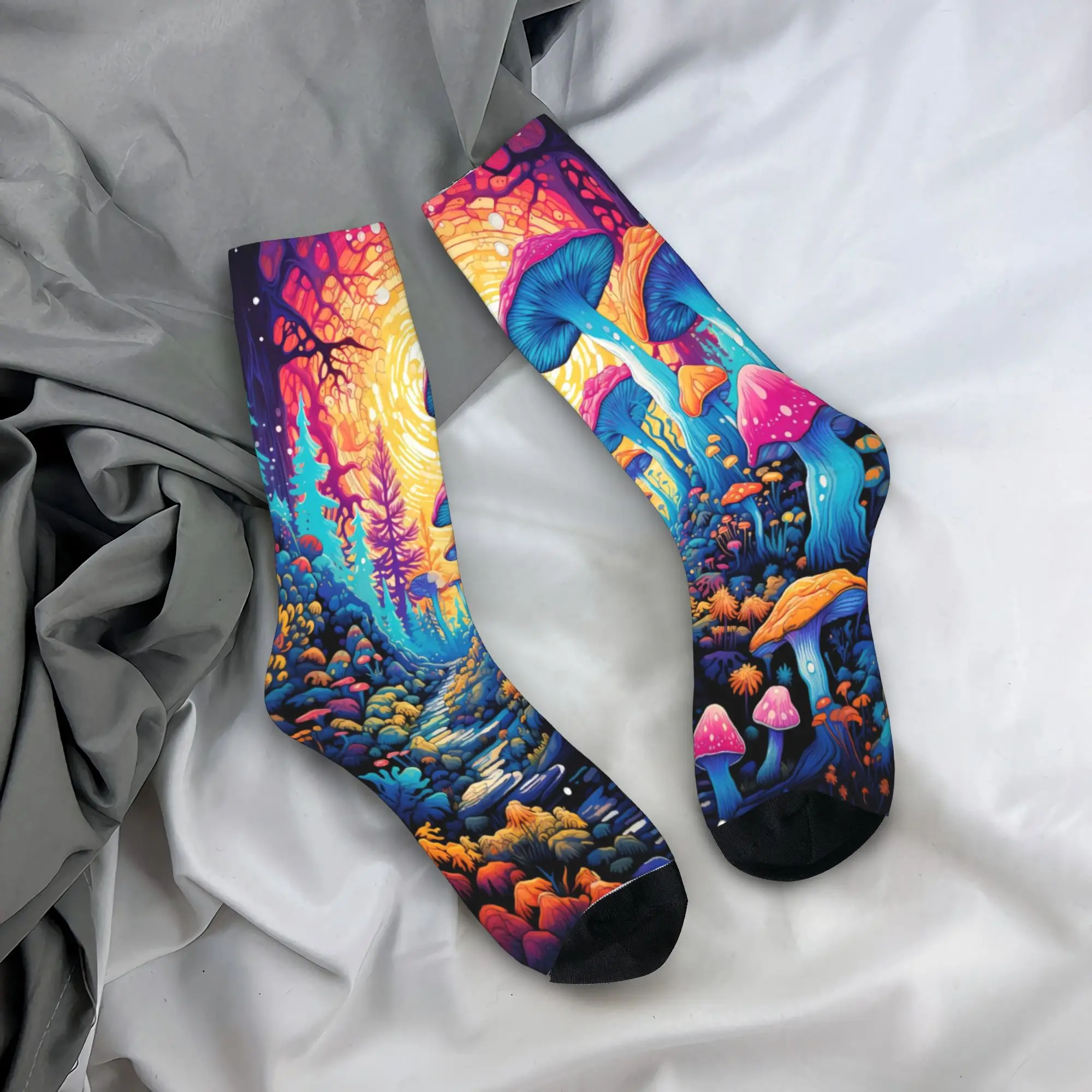 Dreamy Forest Mushroom Socks Autumn  Stockings Casual Couple Medium Soft Socks Graphic Running Sports Anti-Slip Socks