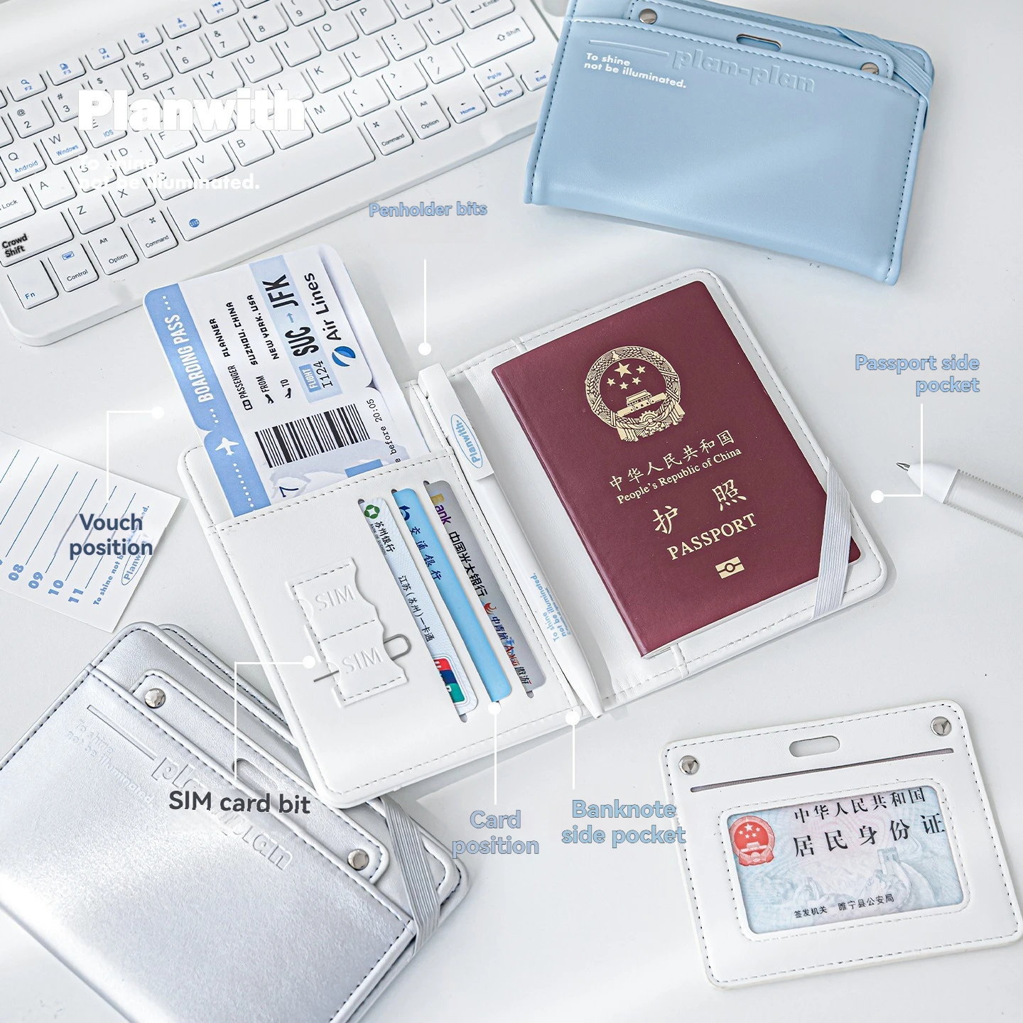 1PC Leather Passport Clip Fashion Storage Document Card Cover Multi Functional Travel Passport Clip Card Storage