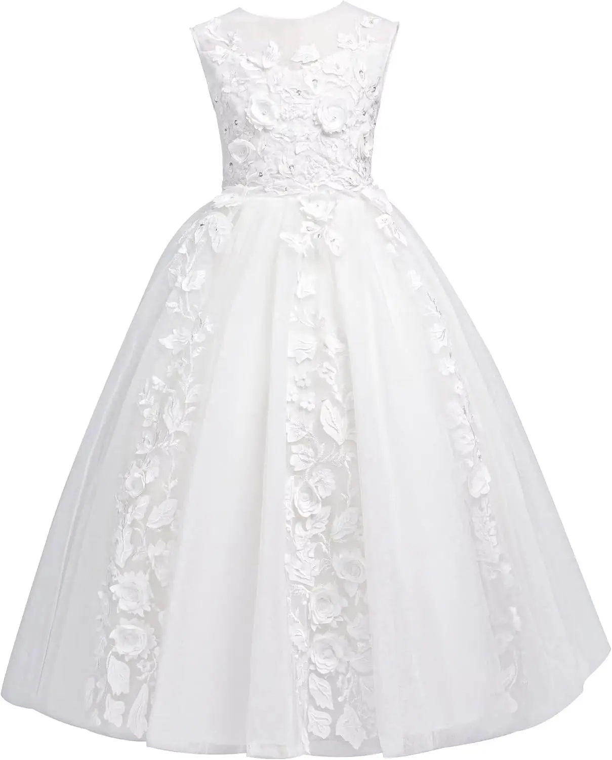 

Тюлевые платья с цветочным узором для девочек на свадьбу, платье для первого причастия, кружевное платье подружки невесты для девочек, пышное вечернее бальное платье, тюлевое платье