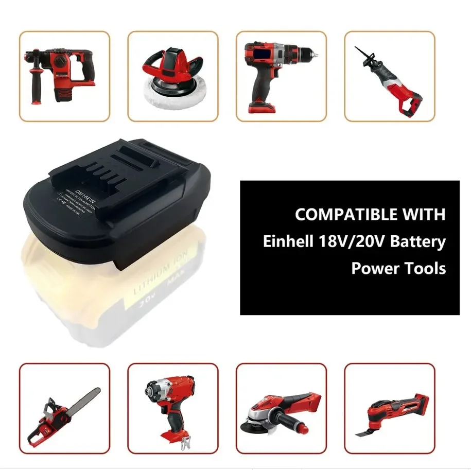 Imagem -05 - Adaptador do Conversor da Bateria para Dewalt Ferramentas Elétricas do Lítio Dewalt 18v 20v Bateria do Li-íon para para Wanshell Dm18ein