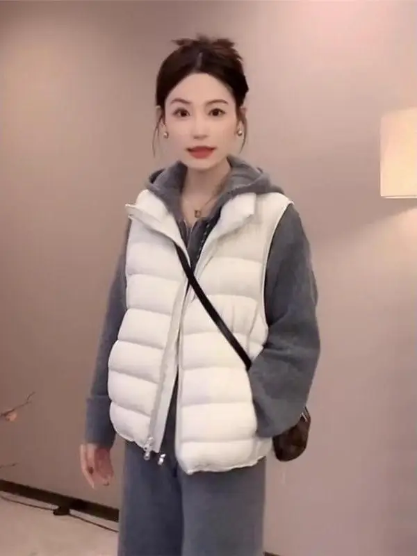 Women's down Vest Lightweight White Duck Feather Stand Collar Warm Fashionable All-Match Autumn Winter New Style Jacket