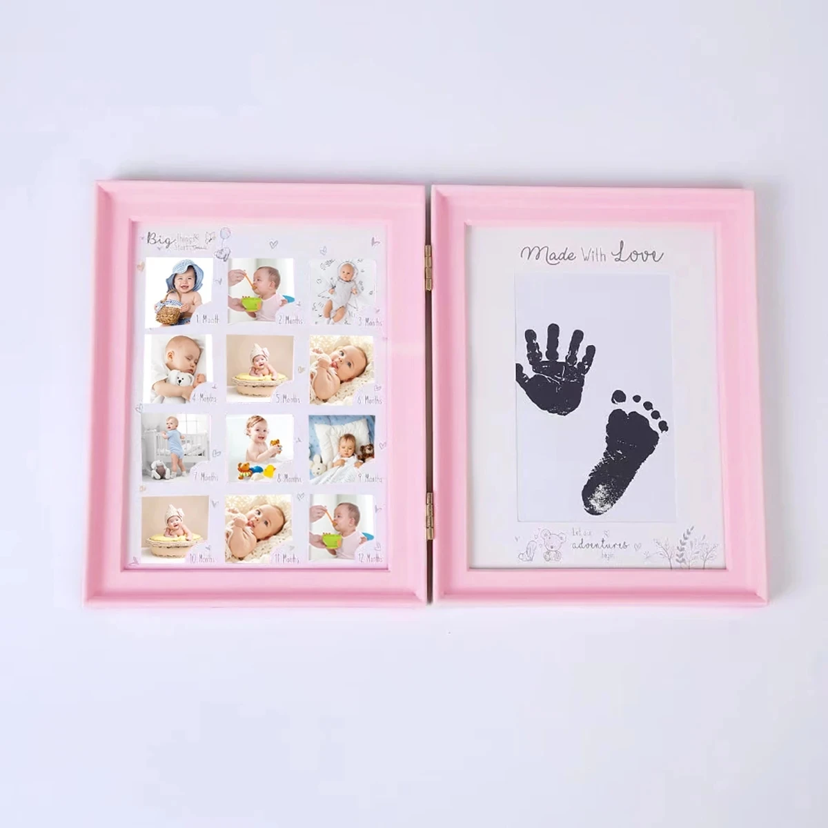 Book Style 12 Months Growth Baby One Year Old Child Handprint Footprints Picture Frame Wedding Photo Album