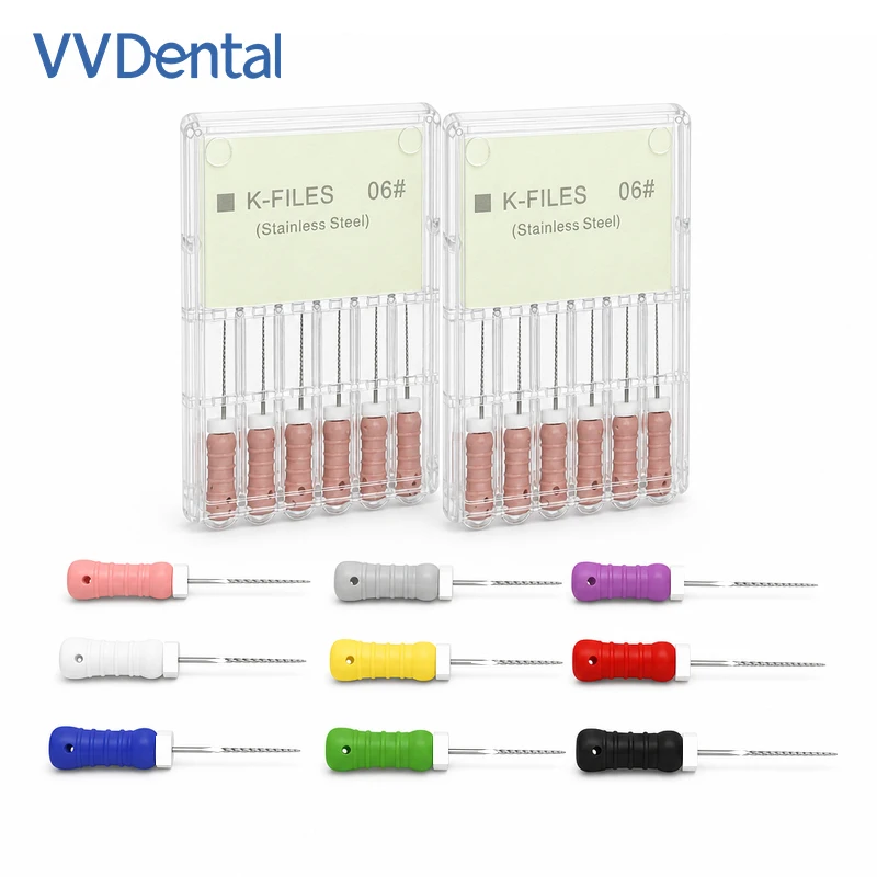 Dental Stainless Steel Hand K-Files Endodontic Root Canal Hand Files 6 Pcs per Box Lengths 21 25 31 mm Sizes 06#-80#