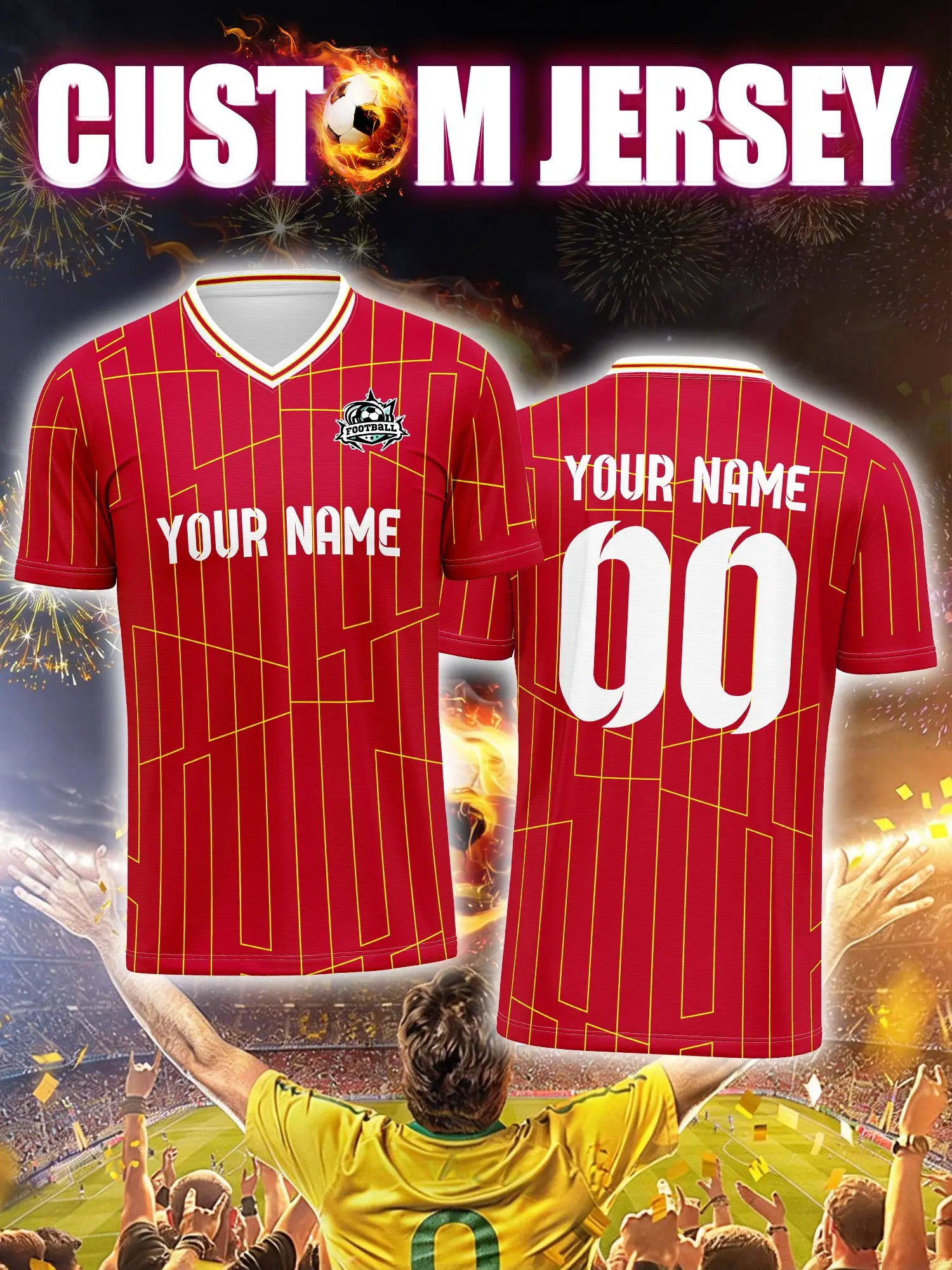 

Футбольная форма на заказ с индивидуальным изображением, номером и именем, прочная и долговечная.