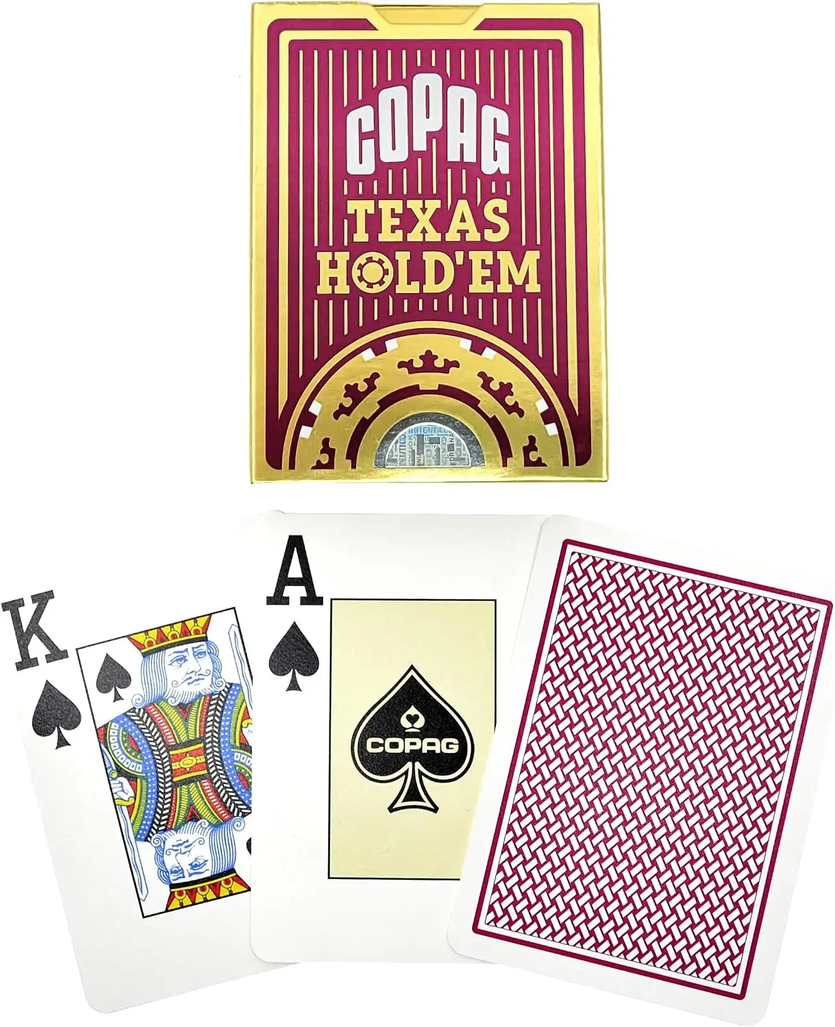 Poker Size Jumbo Index Texas Hold'em Playing Cards Single Deck (Red) - Durable PVC