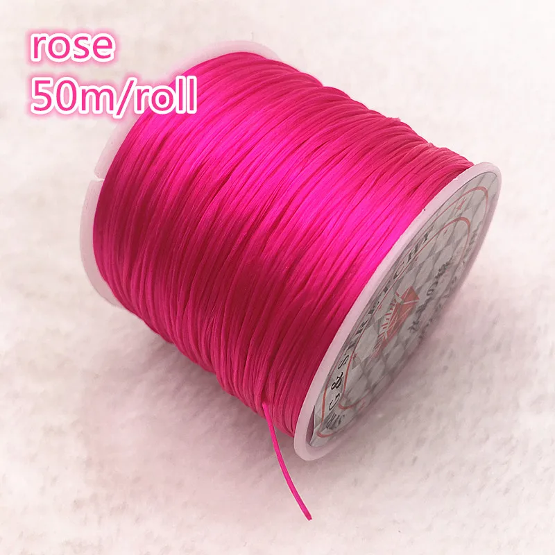 Cuerda Elástica Flexible de 50 m/rollo para fabricación de joyas, hilo de pescar, pulsera de abalorios, Color U