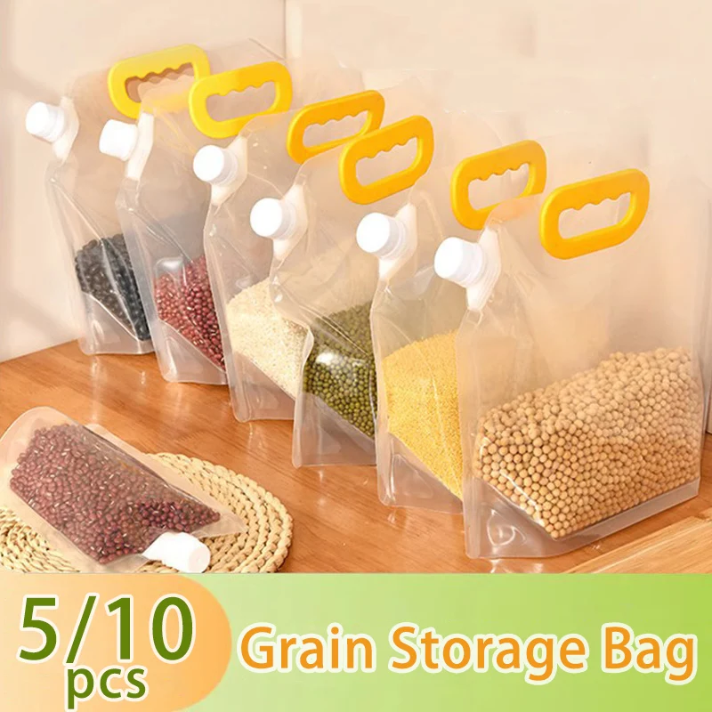 Grain Storage Bag Portable Insect Proof Moisture Proof Fresh Keeping Bag Recyclable Portable Transparent Grain Storage Bags