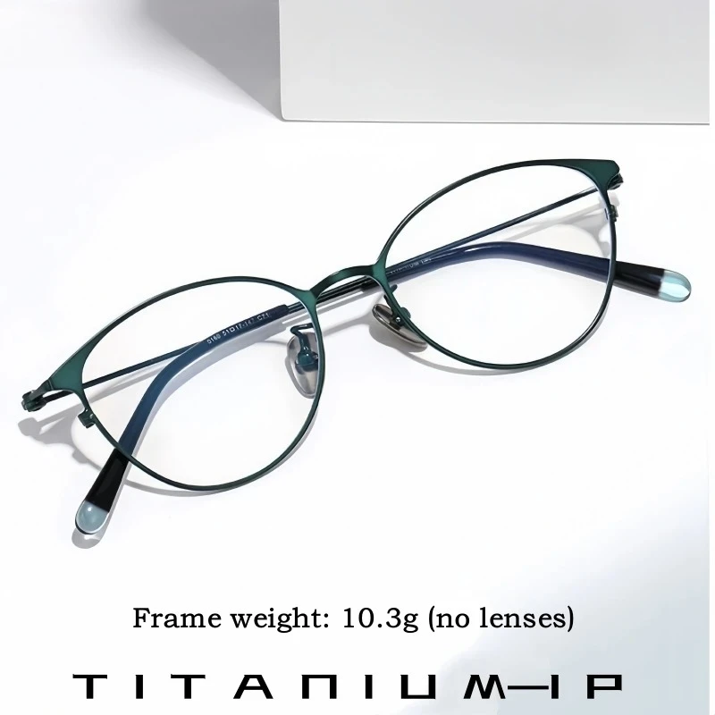 KJDCHD Ultralight Titanium Alloy Women's Retro Oval Cat Eye Glasses Fashion Temperament Optical Prescription Eyeglasses Frame