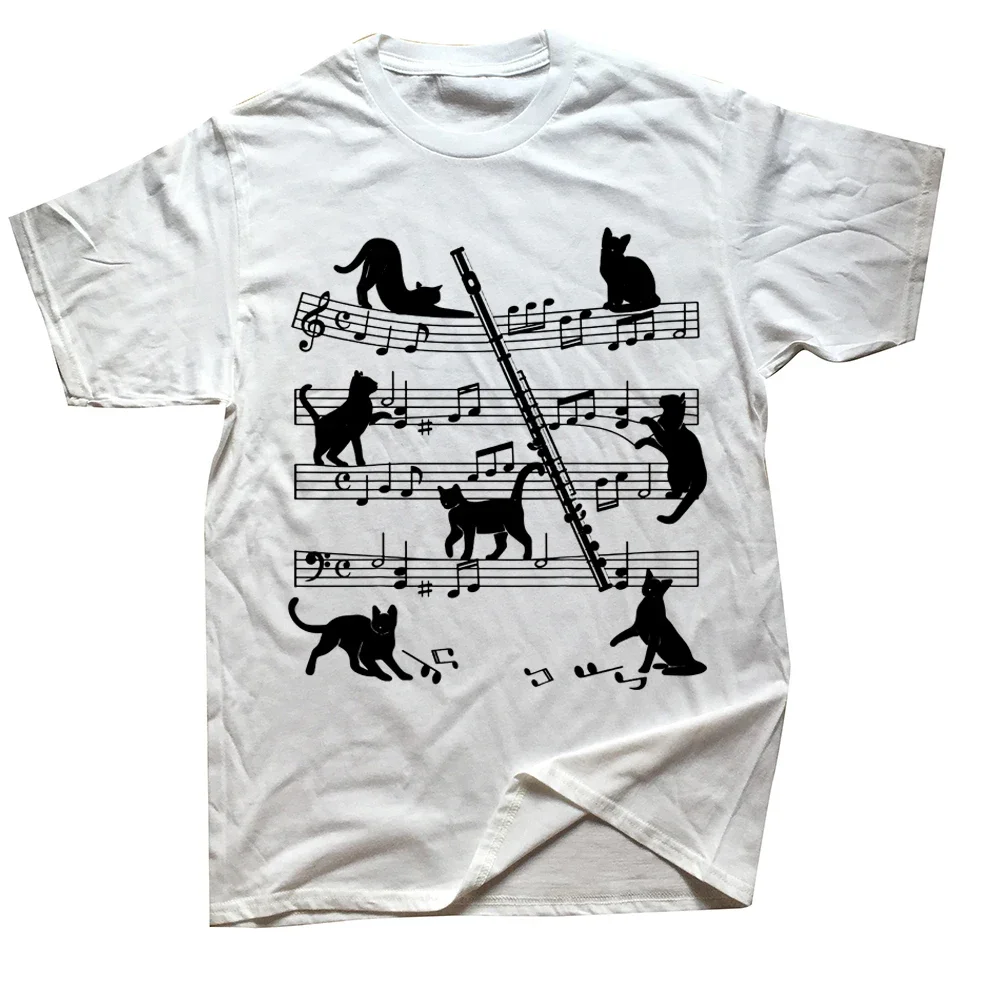 Flautist Flutist Cats Flute Player T Shirts Graphic Cotton Streetwear Short Sleeve Birthday Gifts Summer T-shirt Mens Clothing